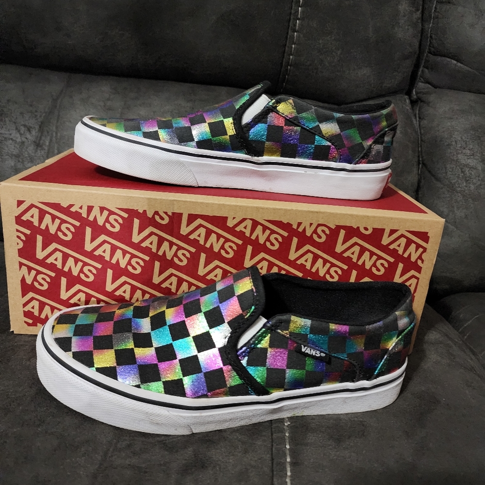 Sz 6.5 womans multi check vans